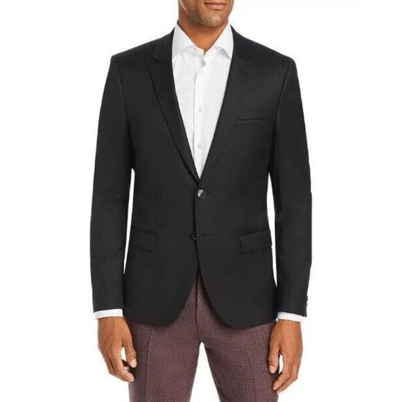 Hugo Boss Men's Sz 42R Black Notched Label Arti Slim Fit Flannel Jacket $445 - Picture 1 of 6